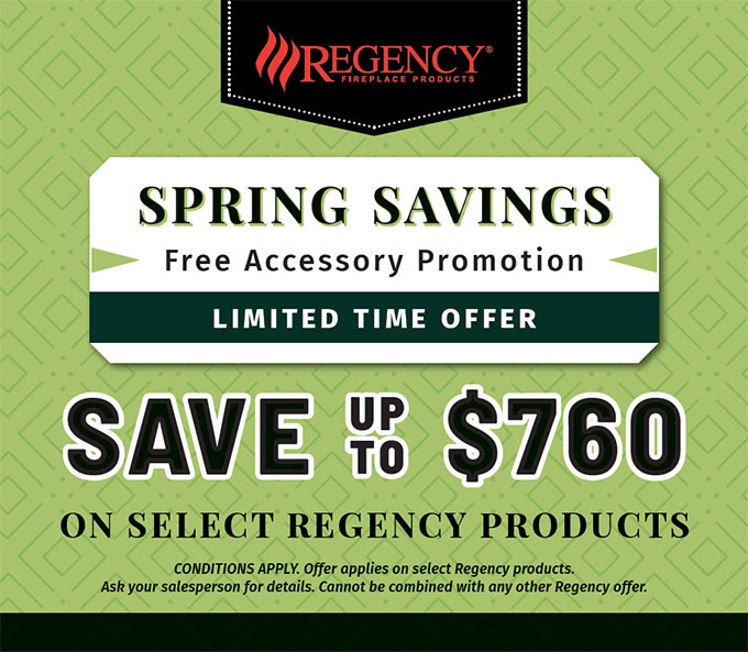 Regency Spring Savings Graphic It reads free accessory promotion limited time offer Save up to $760 on select regency products